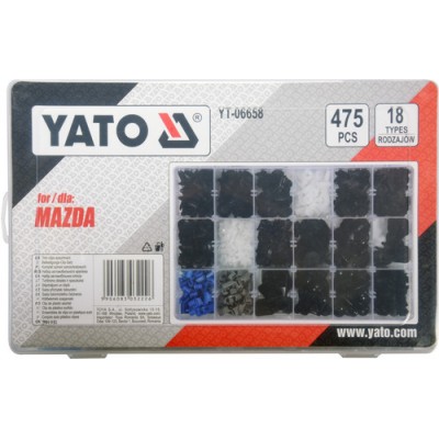 Набір кріплень обшивки YATO YT-06658 (кліпси та пістоні для Mazda та інших авто)