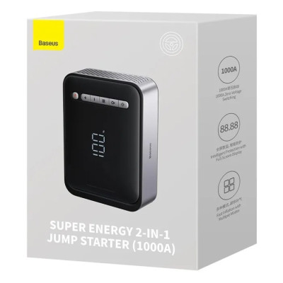 Пусковий зарядний пристрій + компресор Baseus Super Energy 2-in-1 Car Jump Starter 1000А, 8000 мАг