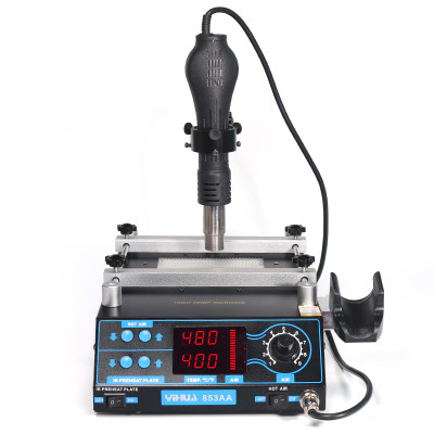 Паяльная станция YIHUA 853AA (без паяльника; фен 600W, 100-450°C, ИК термоплатформа, аналоговая) Паяльная станция YIHUA 853AA (без паяльника; фен 600W, 100-450°C, ИК термоплатформа, аналоговая)