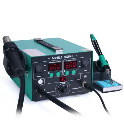 Паяльна станція YIHUA 862DA+ (паяльник 75W, 200-480°C; фен 650W, 100-450°C, сенсор, LED дисплей)