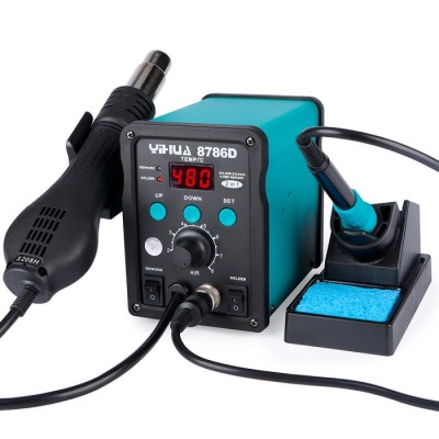 Паяльная станция YIHUA 8786D (паяльник 60W, 200-480°C; фен 700W, 100-450°C, стандартная версия) Паяльная станция YIHUA 8786D (паяльник 60W, 200-480°C; фен 700W, 100-450°C, стандартная версия)