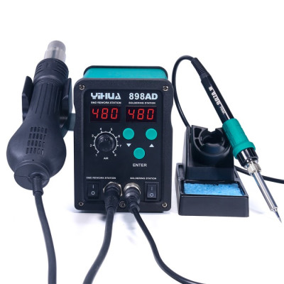 Паяльная станция YIHUA 898AD (паяльник 60W, 200-480°C; фен 700W, 100-480°C, 2в1) Паяльная станция YIHUA 898AD (паяльник 60W, 200-480°C; фен 700W, 100-480°C, 2в1)