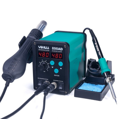 Паяльная станция YIHUA 898AD (паяльник 60W, 200-480°C; фен 700W, 100-480°C, 2в1) Паяльная станция YIHUA 898AD (паяльник 60W, 200-480°C; фен 700W, 100-480°C, 2в1)