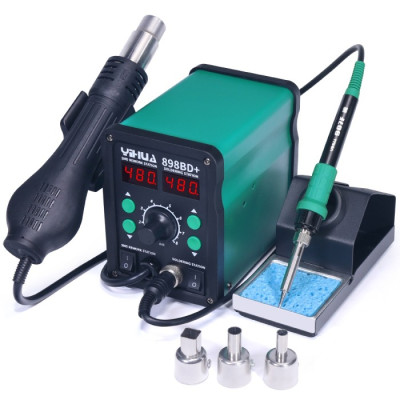 Паяльная станция YIHUA 898BD+ (паяльник 60W, 200-480°C; фен 700W, 100-480°C, ESD, дисплей) Паяльная станция YIHUA 898BD+ (паяльник 60W, 200-480°C; фен 700W, 100-480°C, ESD, дисплей)
