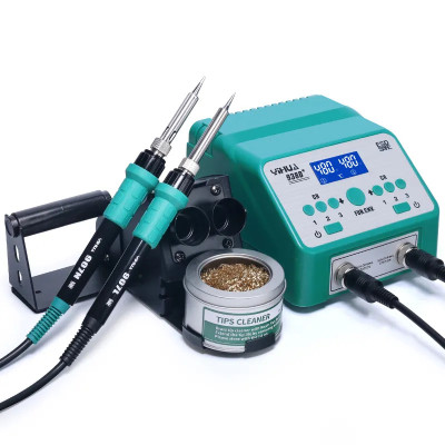 Паяльная станция YIHUA 938D+ Upgrade (паяльники 2×75W, 200-480°C, без фена, улучшенная версия)