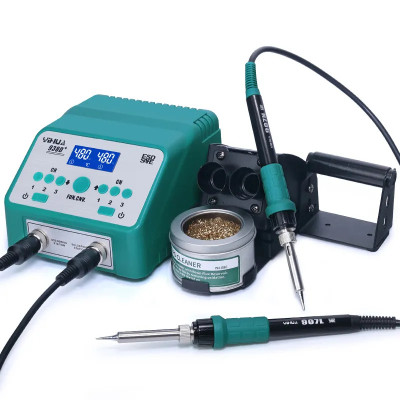Паяльная станция YIHUA 938D+ Upgrade (паяльники 2×75W, 200-480°C, без фена, улучшенная версия)