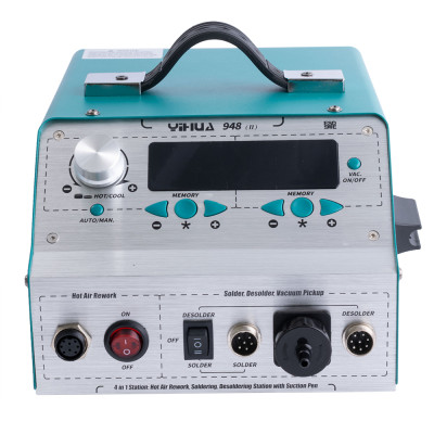 Паяльна станція YIHUA 948-II 4 в 1 (термофен 650W, 100-480°C; паяльник 60W, 200-480°C; демонтажний пістолет 75W, 380-480°C)