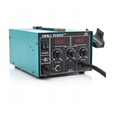 Паяльная станция YIHUA 968DA++ 3 в 1 (паяльник, фен, LCD, с дымоотводом)
